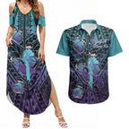 Personalised New Zealand Suicide Prevention Month Couples Matching Summer Maxi Dress and Hawaiian Shirt Maori Mauri Tu Mauri Ora Polynesian Pattern