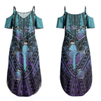 Personalised New Zealand Suicide Prevention Month Couples Matching Summer Maxi Dress and Hawaiian Shirt Maori Mauri Tu Mauri Ora Polynesian Pattern