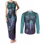 Personalised New Zealand Suicide Prevention Month Couples Matching Tank Maxi Dress and Long Sleeve Button Shirt Maori Mauri Tu Mauri Ora Polynesian Pattern