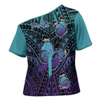 Personalised New Zealand Suicide Prevention Month Cross Shoulder Shirt Maori Mauri Tu Mauri Ora Polynesian Pattern