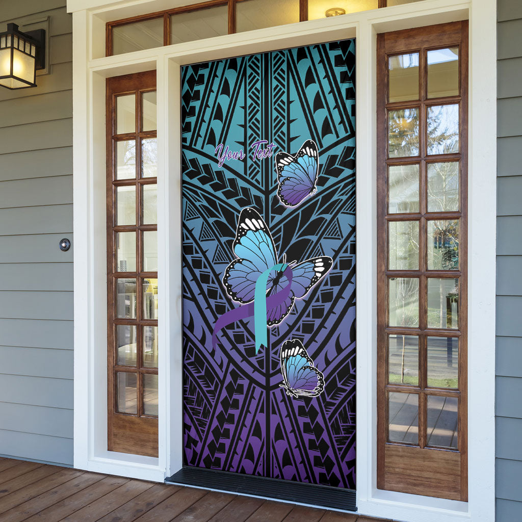 Personalised New Zealand Suicide Prevention Month Door Cover Maori Mauri Tu Mauri Ora Polynesian Pattern