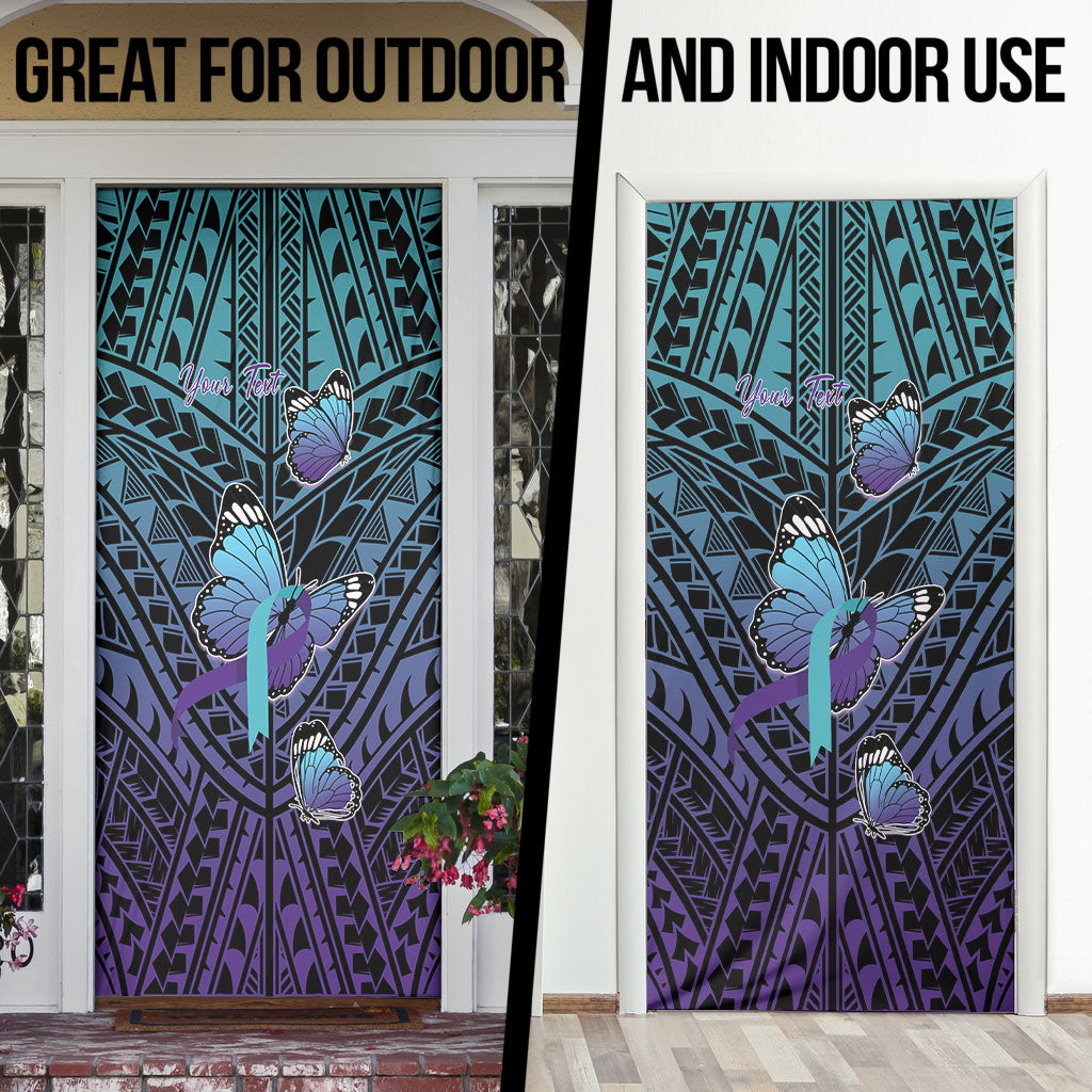 Personalised New Zealand Suicide Prevention Month Door Cover Maori Mauri Tu Mauri Ora Polynesian Pattern