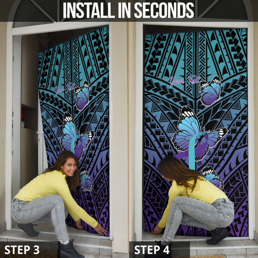 Personalised New Zealand Suicide Prevention Month Door Cover Maori Mauri Tu Mauri Ora Polynesian Pattern