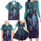 Personalised New Zealand Suicide Prevention Month Family Matching Long Sleeve Bodycon Dress and Hawaiian Shirt Maori Mauri Tu Mauri Ora Polynesian Pattern