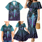 Personalised New Zealand Suicide Prevention Month Family Matching Mermaid Dress and Hawaiian Shirt Maori Mauri Tu Mauri Ora Polynesian Pattern