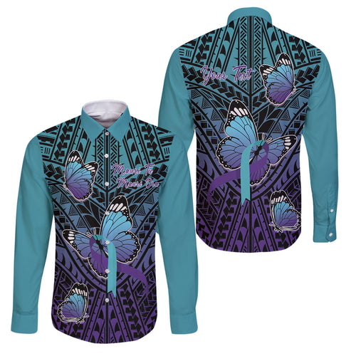 Personalised New Zealand Suicide Prevention Month Family Matching Off Shoulder Maxi Dress and Hawaiian Shirt Maori Mauri Tu Mauri Ora Polynesian Pattern