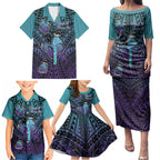 Personalised New Zealand Suicide Prevention Month Family Matching Puletasi and Hawaiian Shirt Maori Mauri Tu Mauri Ora Polynesian Pattern