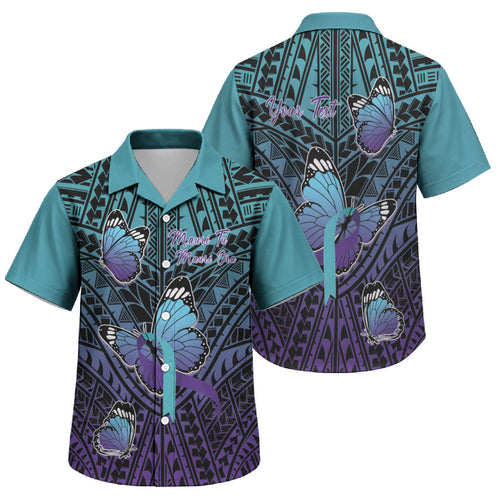 Personalised New Zealand Suicide Prevention Month Family Matching Short Sleeve Bodycon Dress and Hawaiian Shirt Maori Mauri Tu Mauri Ora Polynesian Pattern