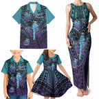 Personalised New Zealand Suicide Prevention Month Family Matching Tank Maxi Dress and Hawaiian Shirt Maori Mauri Tu Mauri Ora Polynesian Pattern