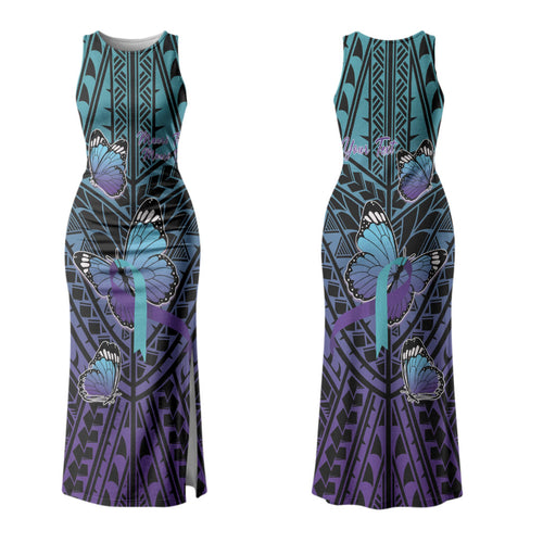Personalised New Zealand Suicide Prevention Month Family Matching Tank Maxi Dress and Hawaiian Shirt Maori Mauri Tu Mauri Ora Polynesian Pattern