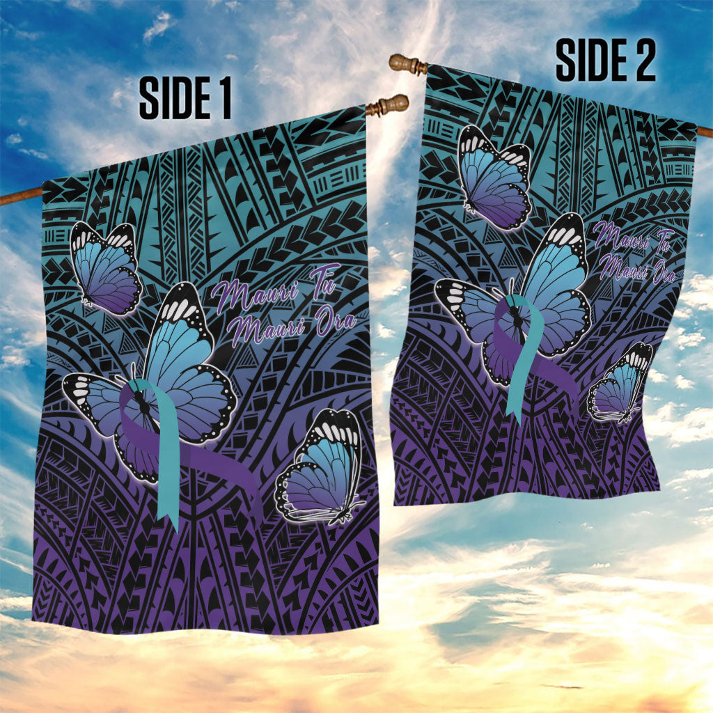 New Zealand Suicide Prevention Month Garden Flag Maori Mauri Tu Mauri Ora Polynesian Pattern