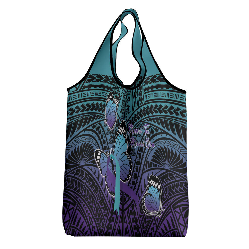 New Zealand Suicide Prevention Month Grocery Bag Maori Mauri Tu Mauri Ora Polynesian Pattern