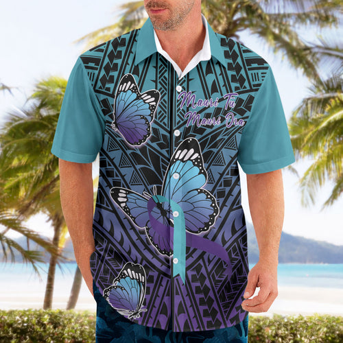 Personalised New Zealand Suicide Prevention Month Hawaiian Shirt Maori Mauri Tu Mauri Ora Polynesian Pattern