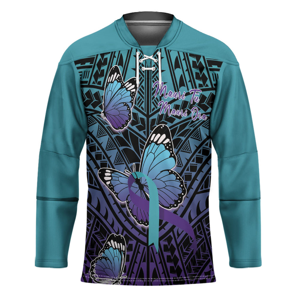 Personalised New Zealand Suicide Prevention Month Hockey Jersey Maori Mauri Tu Mauri Ora Polynesian Pattern