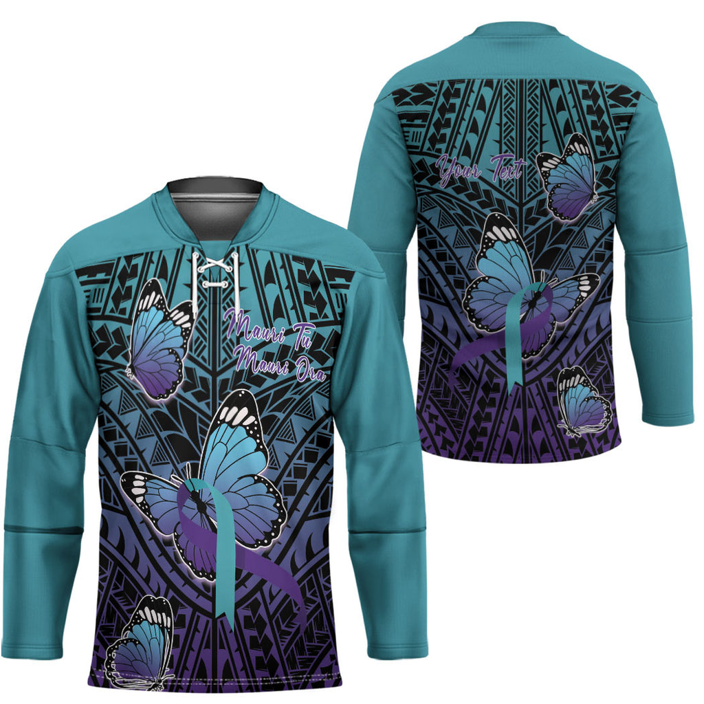 Personalised New Zealand Suicide Prevention Month Hockey Jersey Maori Mauri Tu Mauri Ora Polynesian Pattern