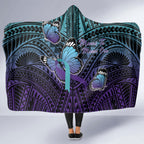 New Zealand Suicide Prevention Month Hooded Blanket Maori Mauri Tu Mauri Ora Polynesian Pattern