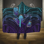 New Zealand Suicide Prevention Month Hooded Blanket Maori Mauri Tu Mauri Ora Polynesian Pattern