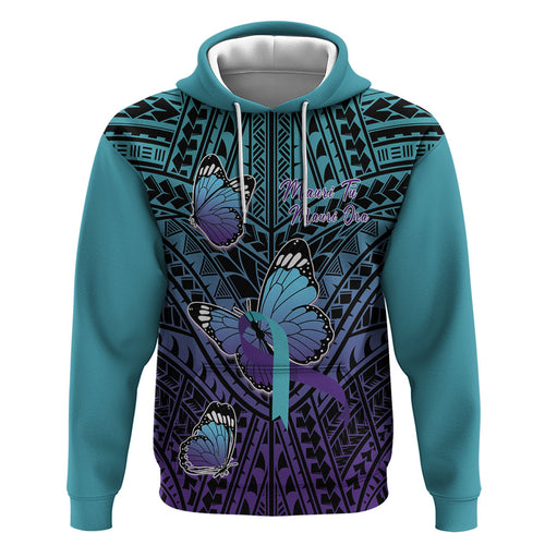 Personalised New Zealand Suicide Prevention Month Hoodie Maori Mauri Tu Mauri Ora Polynesian Pattern