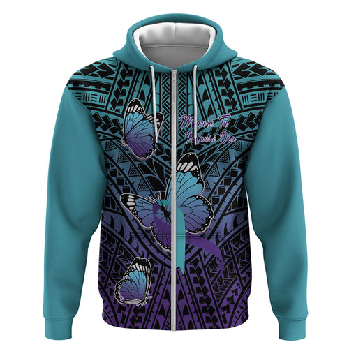 Personalised New Zealand Suicide Prevention Month Hoodie Maori Mauri Tu Mauri Ora Polynesian Pattern