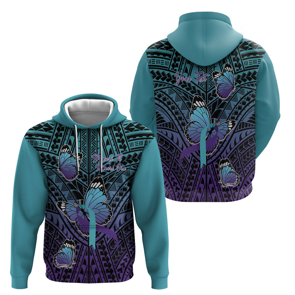 Personalised New Zealand Suicide Prevention Month Hoodie Maori Mauri Tu Mauri Ora Polynesian Pattern