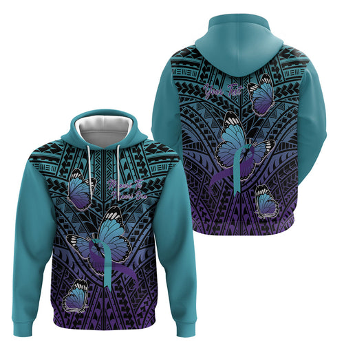 Personalised New Zealand Suicide Prevention Month Hoodie Maori Mauri Tu Mauri Ora Polynesian Pattern