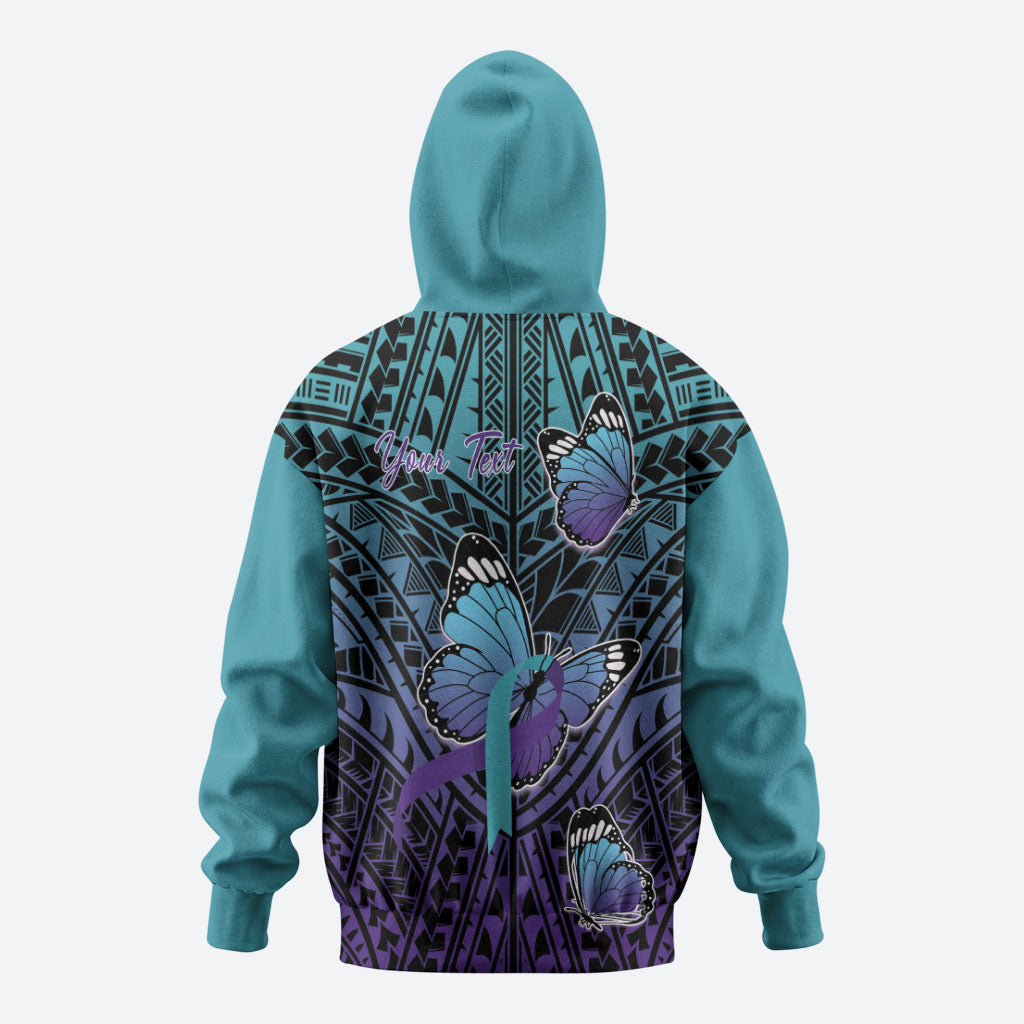 Personalised New Zealand Suicide Prevention Month Hoodie Maori Mauri Tu Mauri Ora Polynesian Pattern