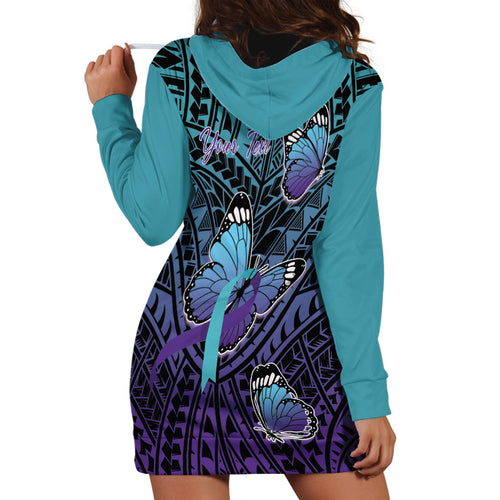 Personalised New Zealand Suicide Prevention Month Hoodie Dress Maori Mauri Tu Mauri Ora Polynesian Pattern