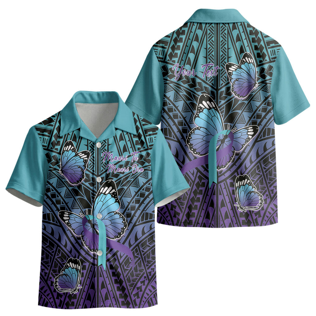 Personalised New Zealand Suicide Prevention Month Kid Hawaiian Shirt Maori Mauri Tu Mauri Ora Polynesian Pattern