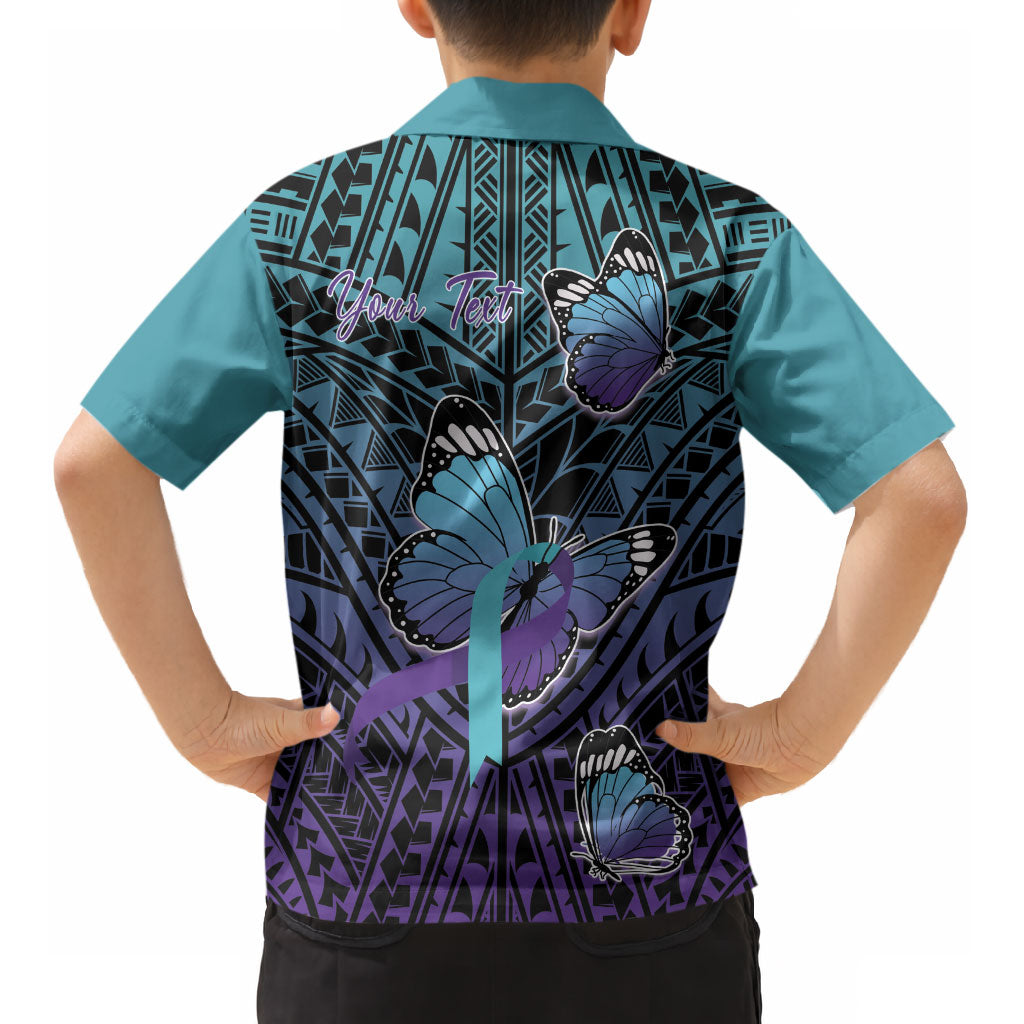 Personalised New Zealand Suicide Prevention Month Kid Hawaiian Shirt Maori Mauri Tu Mauri Ora Polynesian Pattern