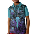 Personalised New Zealand Suicide Prevention Month Kid Polo Shirt Maori Mauri Tu Mauri Ora Polynesian Pattern