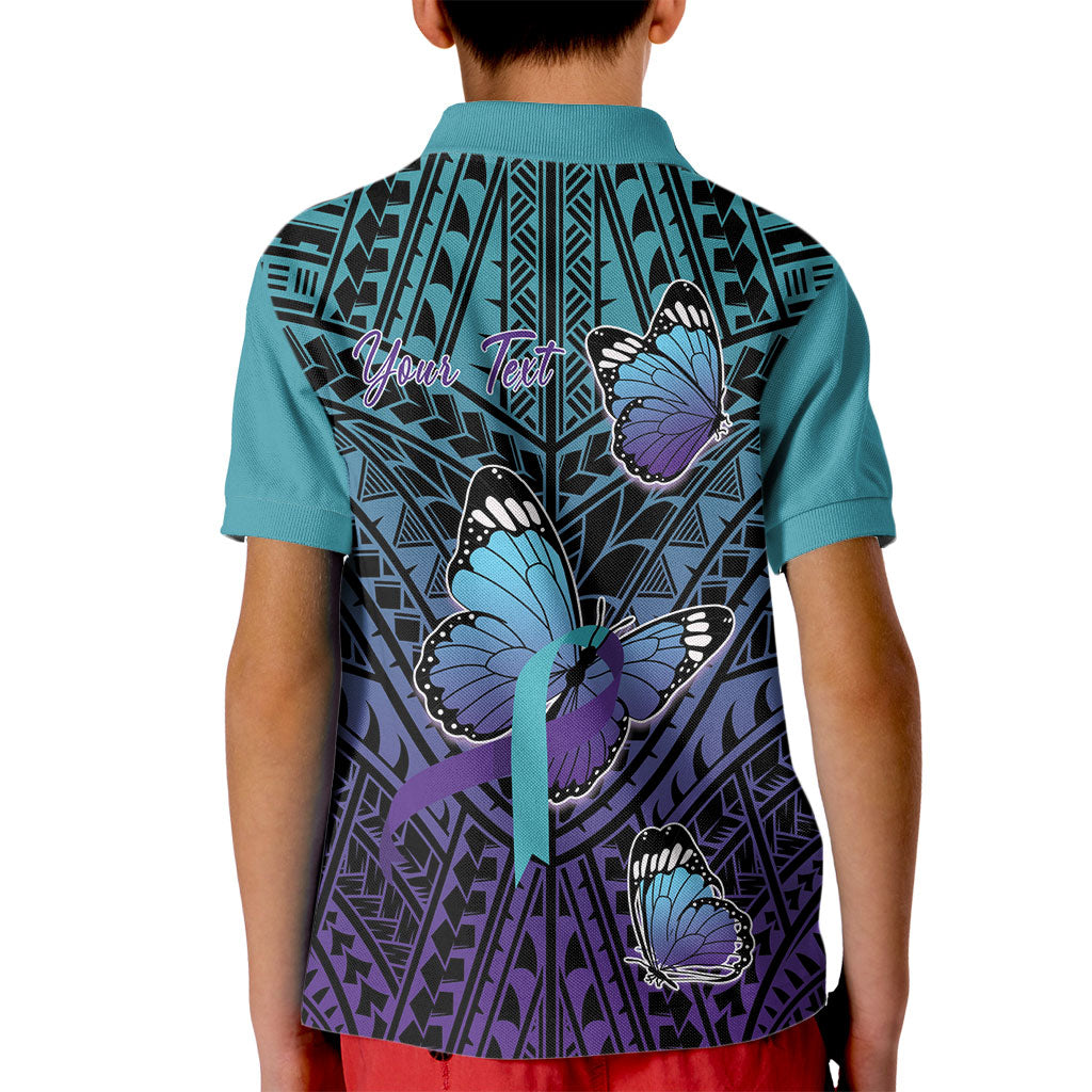 Personalised New Zealand Suicide Prevention Month Kid Polo Shirt Maori Mauri Tu Mauri Ora Polynesian Pattern