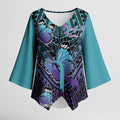 Personalised New Zealand Suicide Prevention Month Kimono Sleeve Blouse Maori Mauri Tu Mauri Ora Polynesian Pattern