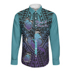 Personalised New Zealand Suicide Prevention Month Long Sleeve Button Shirt Maori Mauri Tu Mauri Ora Polynesian Pattern
