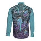 Personalised New Zealand Suicide Prevention Month Long Sleeve Button Shirt Maori Mauri Tu Mauri Ora Polynesian Pattern