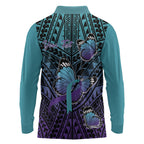 Personalised New Zealand Suicide Prevention Month Long Sleeve Polo Shirt Maori Mauri Tu Mauri Ora Polynesian Pattern