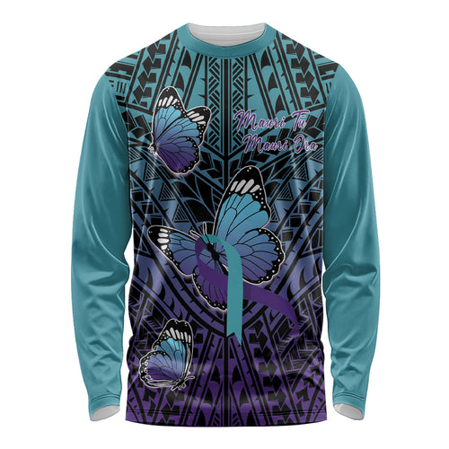 Personalised New Zealand Suicide Prevention Month Long Sleeve Shirt Maori Mauri Tu Mauri Ora Polynesian Pattern
