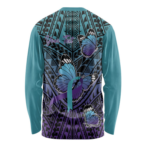 Personalised New Zealand Suicide Prevention Month Long Sleeve Shirt Maori Mauri Tu Mauri Ora Polynesian Pattern
