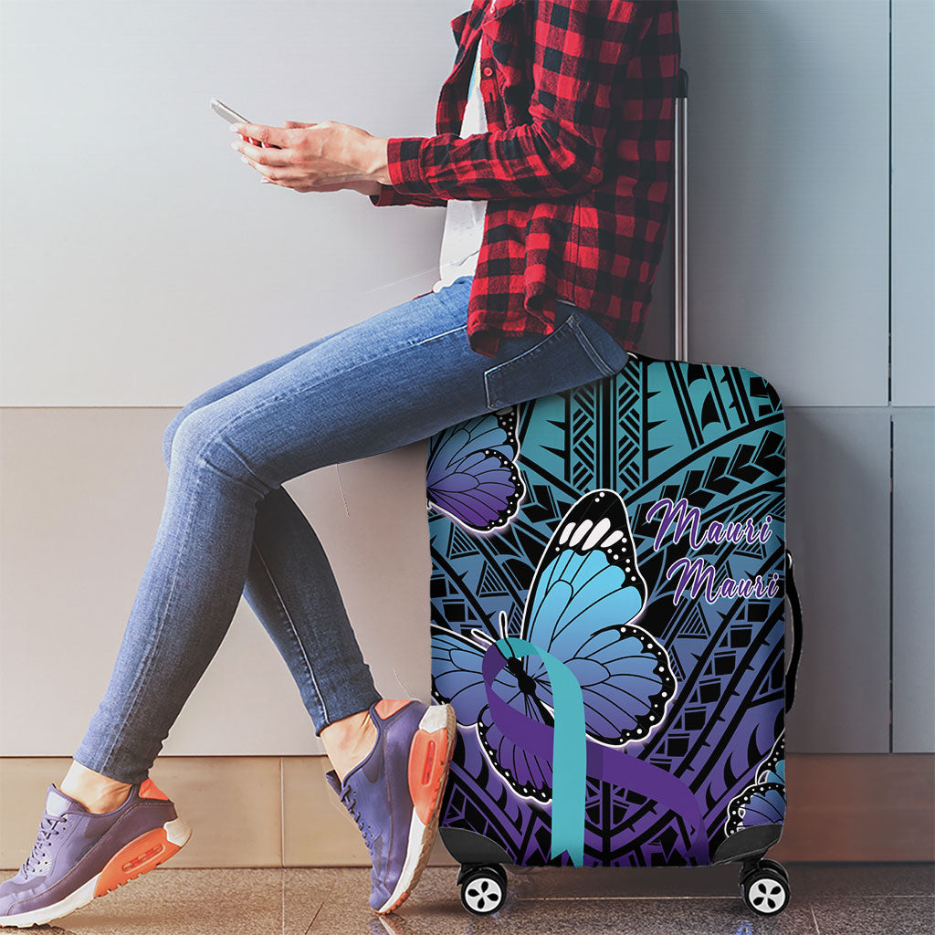 New Zealand Suicide Prevention Month Luggage Cover Maori Mauri Tu Mauri Ora Polynesian Pattern