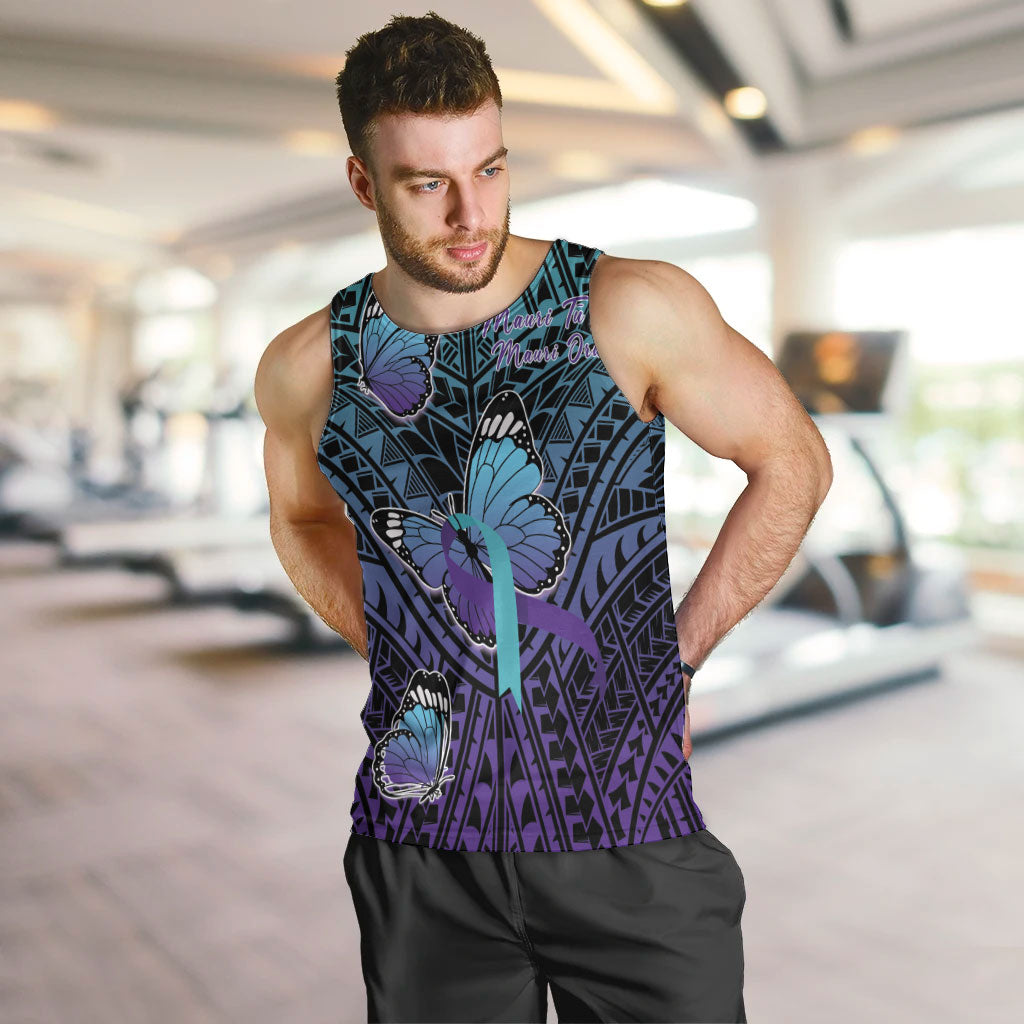 Personalised New Zealand Suicide Prevention Month Men Tank Top Maori Mauri Tu Mauri Ora Polynesian Pattern
