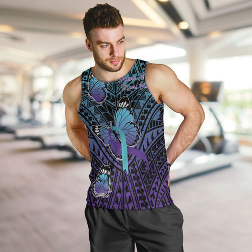 Personalised New Zealand Suicide Prevention Month Men Tank Top Maori Mauri Tu Mauri Ora Polynesian Pattern