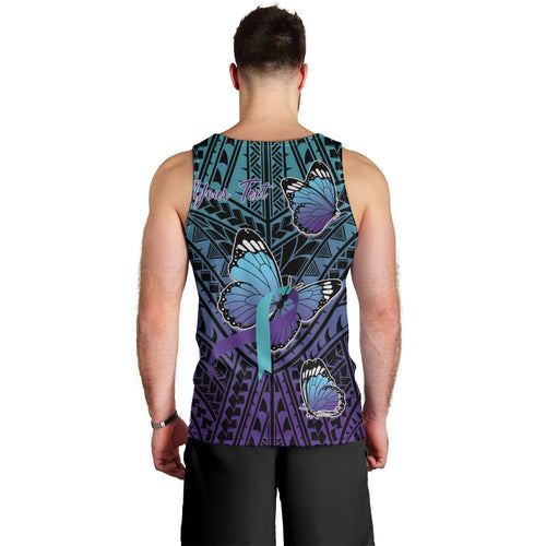 Personalised New Zealand Suicide Prevention Month Men Tank Top Maori Mauri Tu Mauri Ora Polynesian Pattern