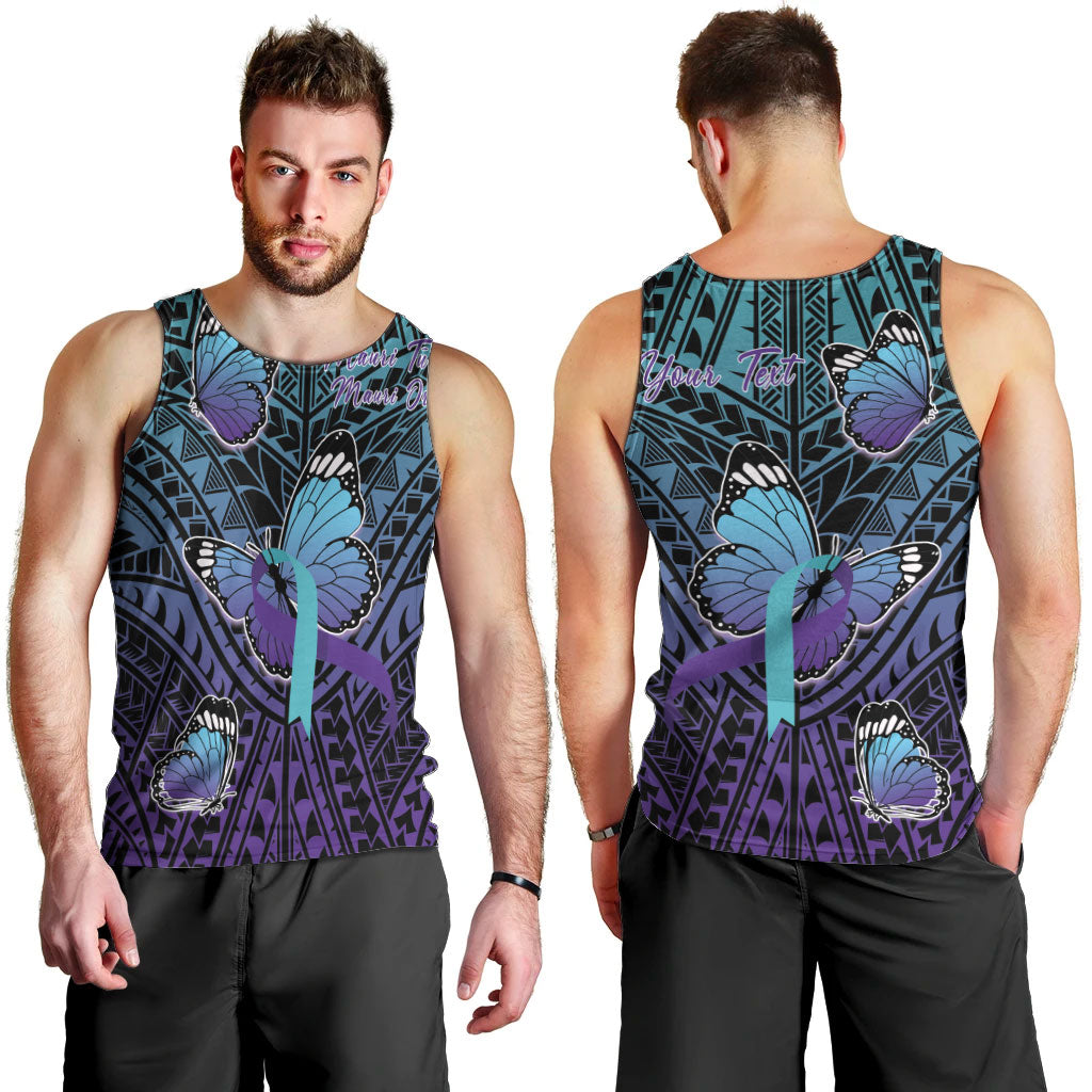 Personalised New Zealand Suicide Prevention Month Men Tank Top Maori Mauri Tu Mauri Ora Polynesian Pattern