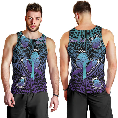 Personalised New Zealand Suicide Prevention Month Men Tank Top Maori Mauri Tu Mauri Ora Polynesian Pattern
