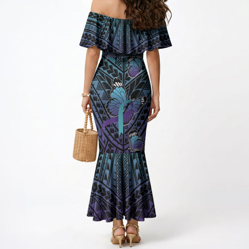 Personalised New Zealand Suicide Prevention Month Mermaid Dress Maori Mauri Tu Mauri Ora Polynesian Pattern