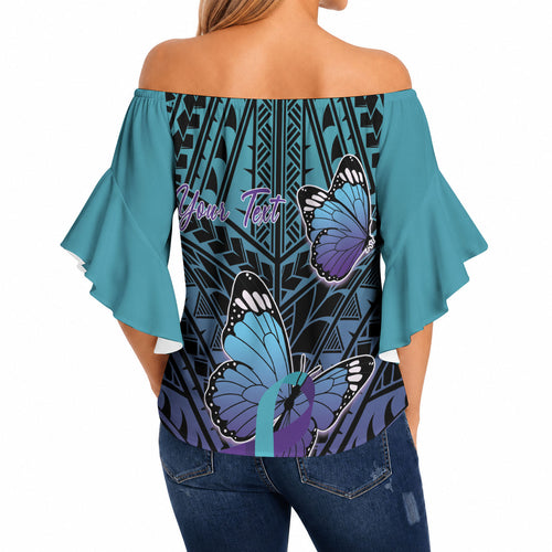 Personalised New Zealand Suicide Prevention Month Off Shoulder Wrap Waist Top Maori Mauri Tu Mauri Ora Polynesian Pattern