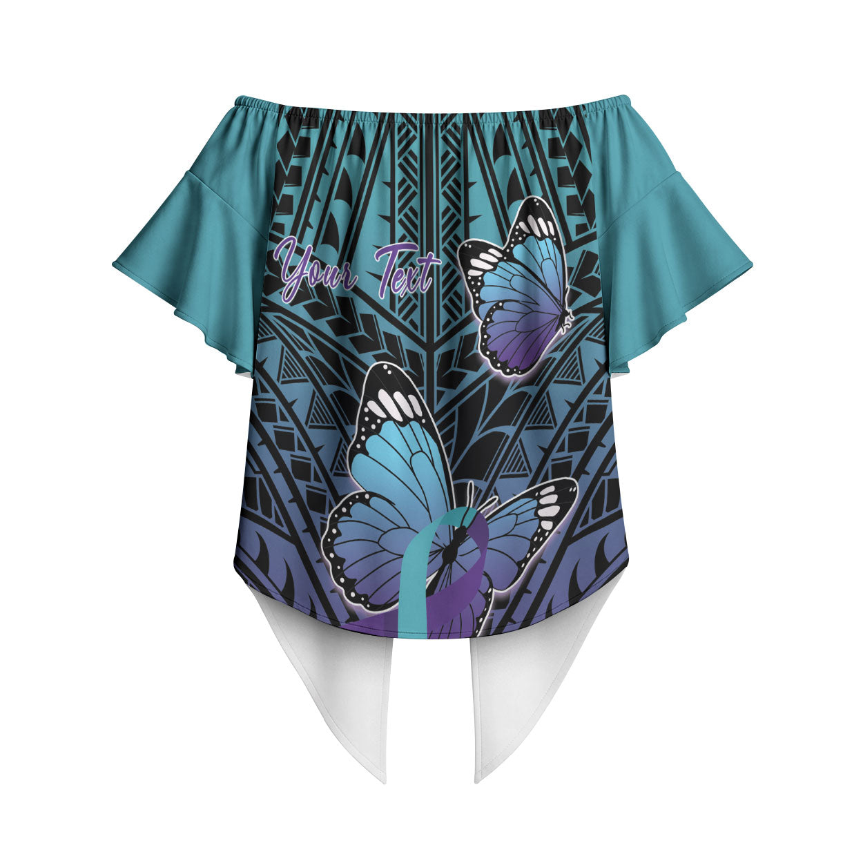 Personalised New Zealand Suicide Prevention Month Off Shoulder Wrap Waist Top Maori Mauri Tu Mauri Ora Polynesian Pattern