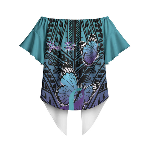 Personalised New Zealand Suicide Prevention Month Off Shoulder Wrap Waist Top Maori Mauri Tu Mauri Ora Polynesian Pattern