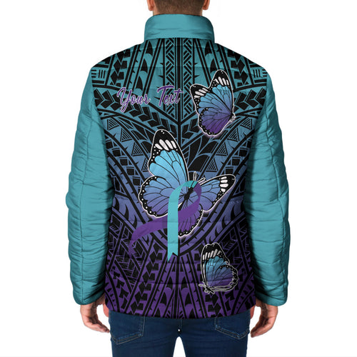 Personalised New Zealand Suicide Prevention Month Padded Jacket Maori Mauri Tu Mauri Ora Polynesian Pattern