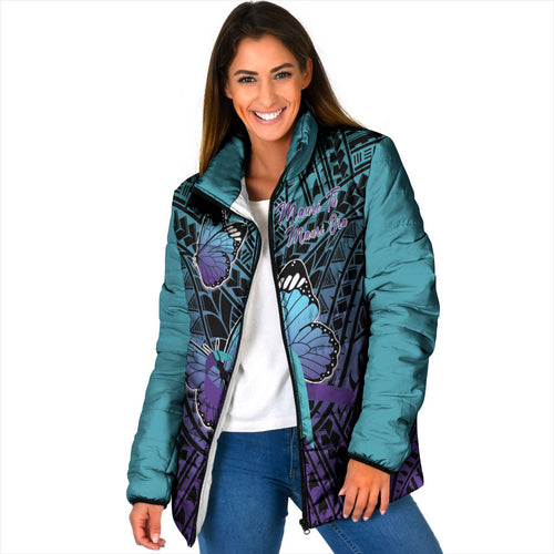 Personalised New Zealand Suicide Prevention Month Padded Jacket Maori Mauri Tu Mauri Ora Polynesian Pattern