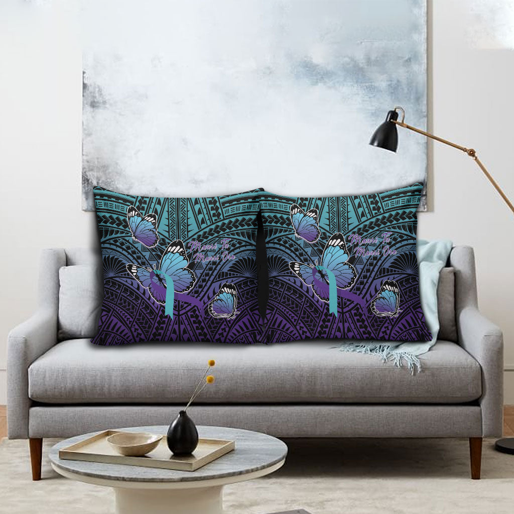 New Zealand Suicide Prevention Month Pillow Cover Maori Mauri Tu Mauri Ora Polynesian Pattern